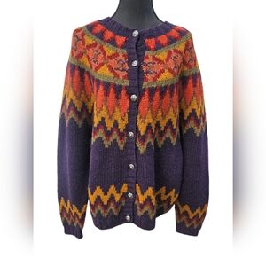 Vintage 80-90s Marsh Landing Wool Sweater Size Lg Ski Icelandic Style Hand Knit